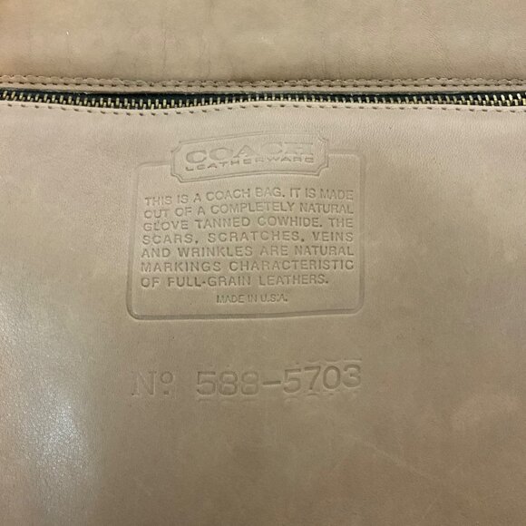 Coach Leather No 588-5703 Drawstring Flap Bucket Bag Tan Crossbody Made In USA - Picture 7 of 14